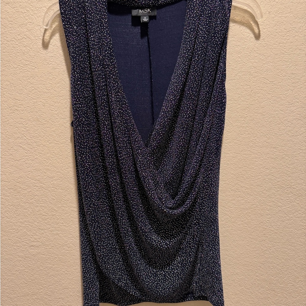 MSK Sparkling Navy Drape Tank Top